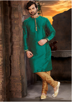 Green Color Silk Kurta Set